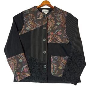 Vintage Ultra Dress Mixed Material Multicolor Jacket Blazer Women's Size 8  Boho